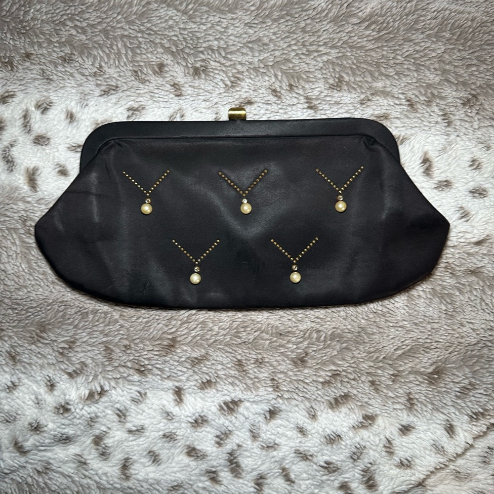 Elegant Black Clutch with Gold Accents